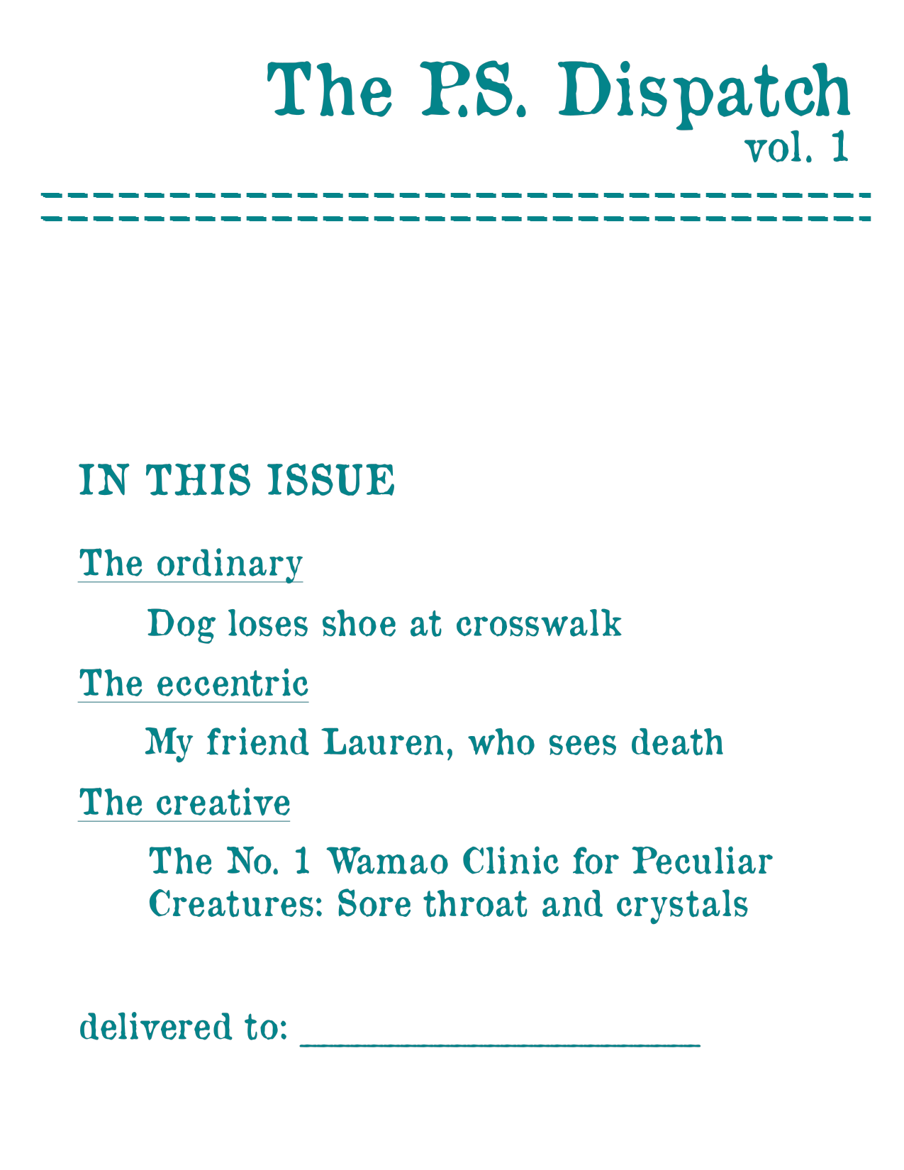 The PS Dispatch snail mail club zine